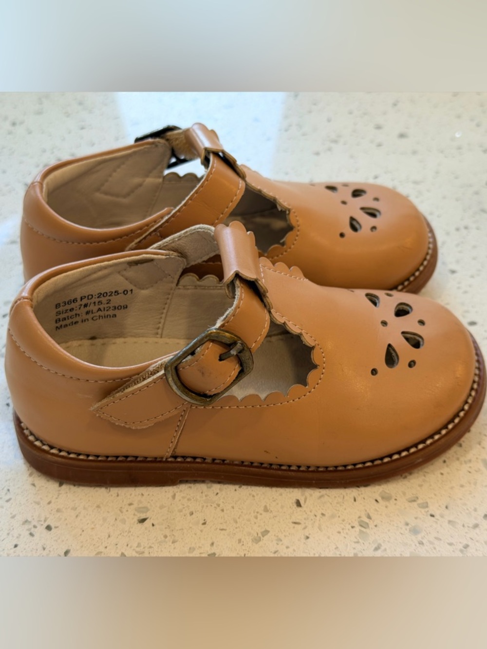 Girls Tan Felix & Flora Dress Shoes with Buckle Strap